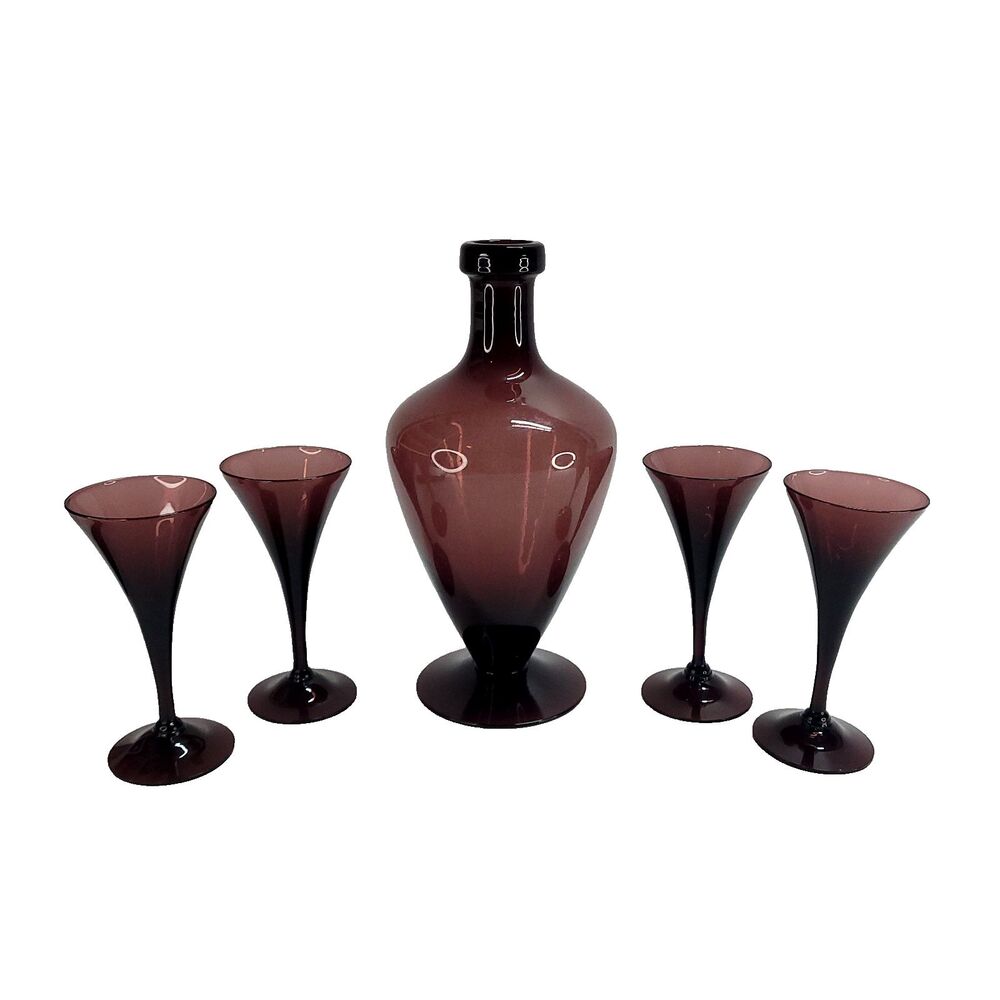 Amethyst Glass Decanter Cambridge bar ware Glasses liquor Purple No stopper
